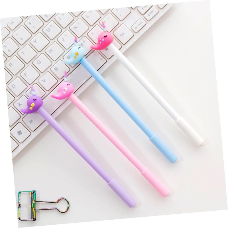 12pcs Purple White Narwhal Cartoon Pens Smooth Ink Writing Pens for Students Office Home Use - Image 4